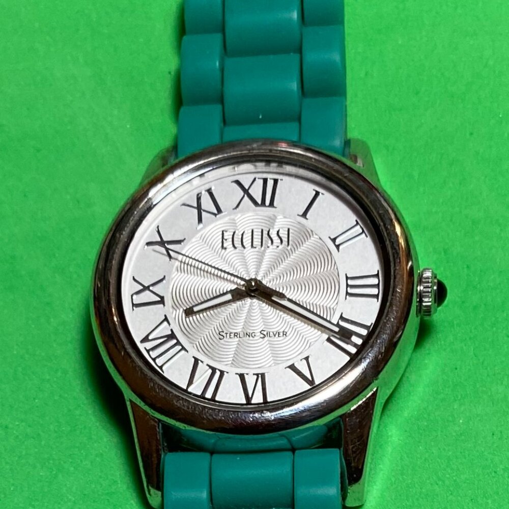 Ecclissi Sterling Silver With Silicone Band Watch